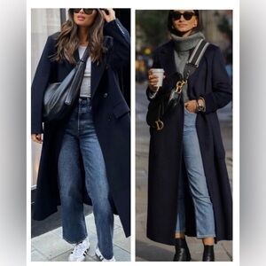 ZARA Navy blue wool Overcoat SzL